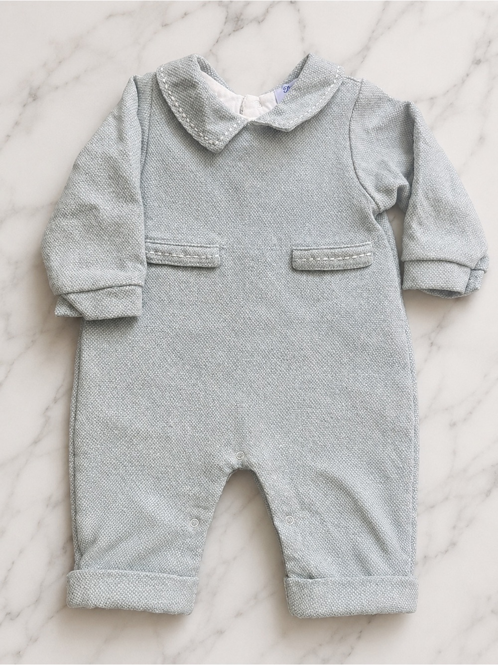 Piccino Piccina Baby Boy Blue Romper 3M Portuguese Boutique Outfit
